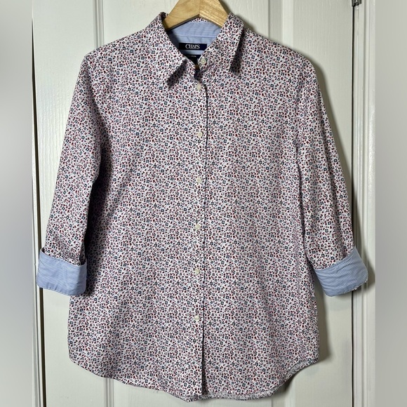 Chaps Tops - Chaps by Ralph Lauren No Iron Floral Button-down Shirt Size Large